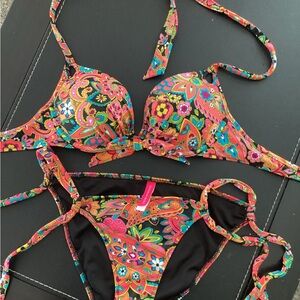 Victoria's Secret Pink Multicolor Paisley Bikini Set
